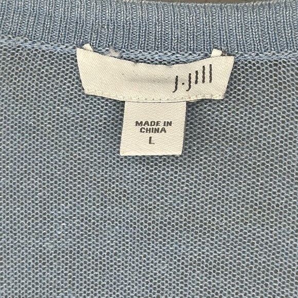 J. Jill Linen Cotton Blend Blue Flyaway Long Sleeve Cardigan Sweater Size Large - Picture 8 of 13